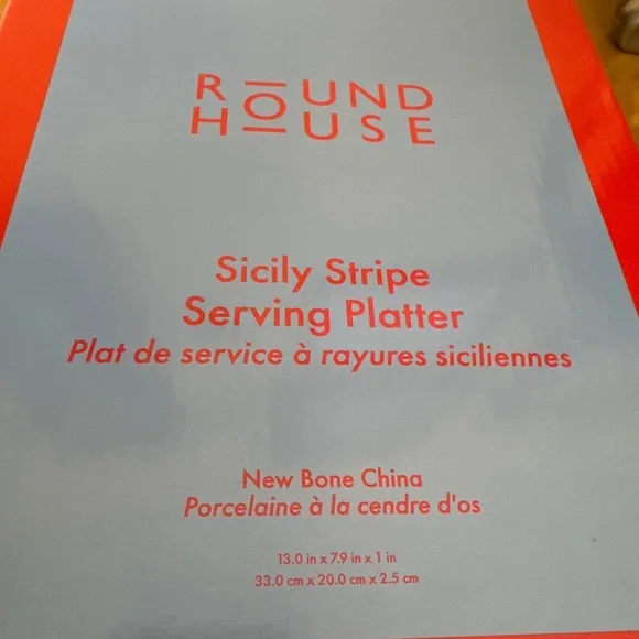 Round House Sicily Stripe Oval Serving Platter Bone China - Picture 4 of 4